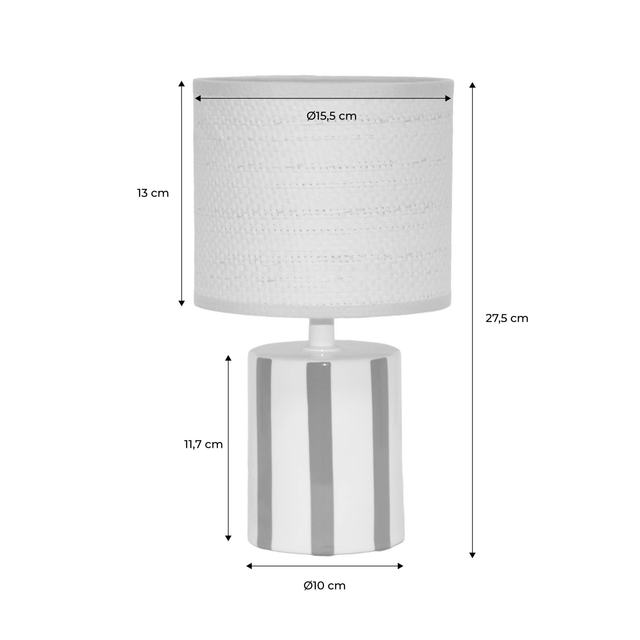 Lampada da tavolo interno ceramica paralume effetto rattan h 28cm,