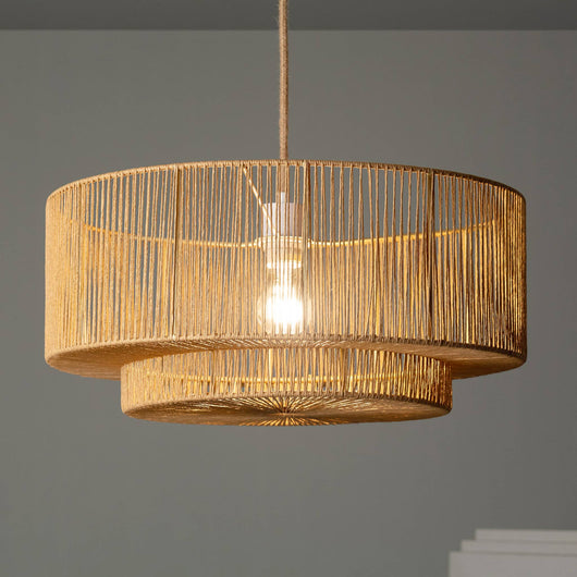 Lampada sospensione interna effetto rattan, 50cm, marrone naturale