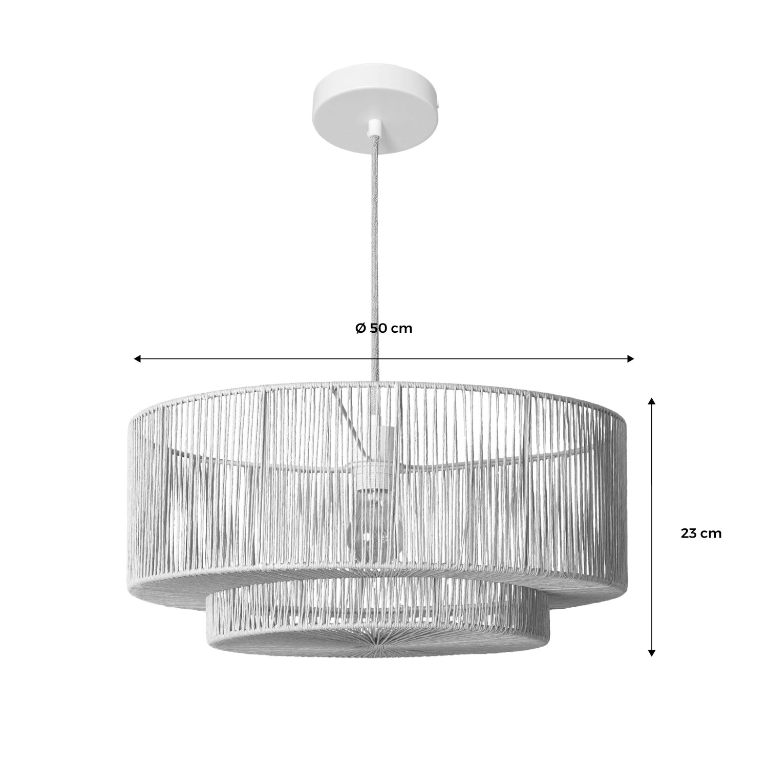 Lampada sospensione interna effetto rattan, 50cm, marrone naturale