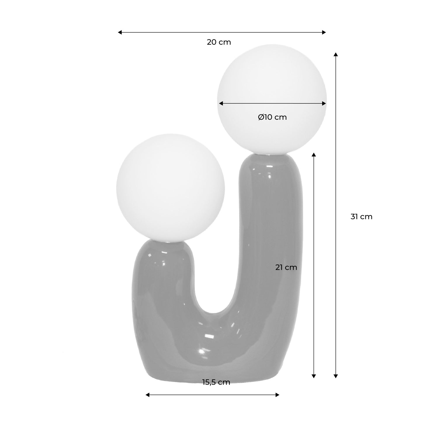 Lampada da tavolo organica ceramica e vetro h 31cm, beige