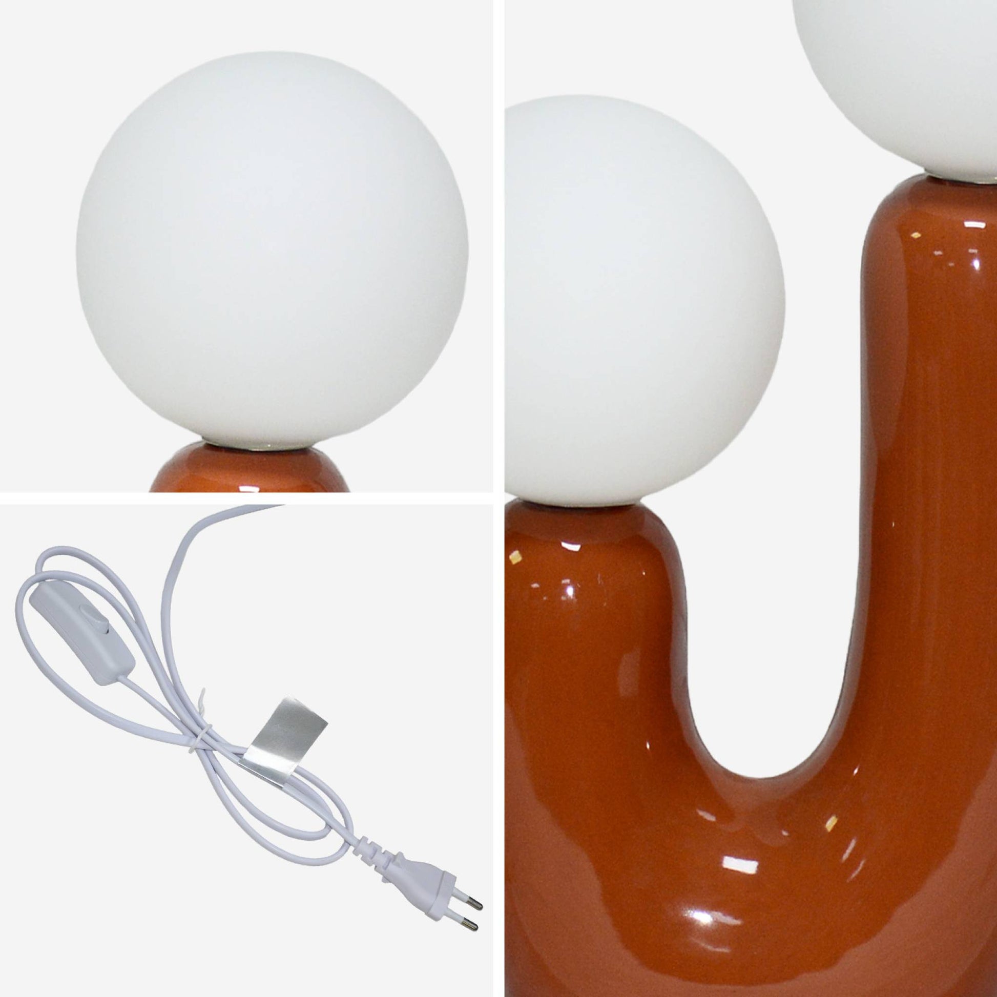 Lampada da tavolo organica ceramica e vetro h 31cm, terracotta