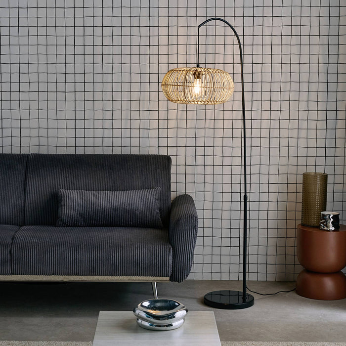 Lampadario interno rattan naturale h 170cm, marrone naturale