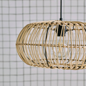 Lampadario interno rattan naturale h 170cm, marrone naturale