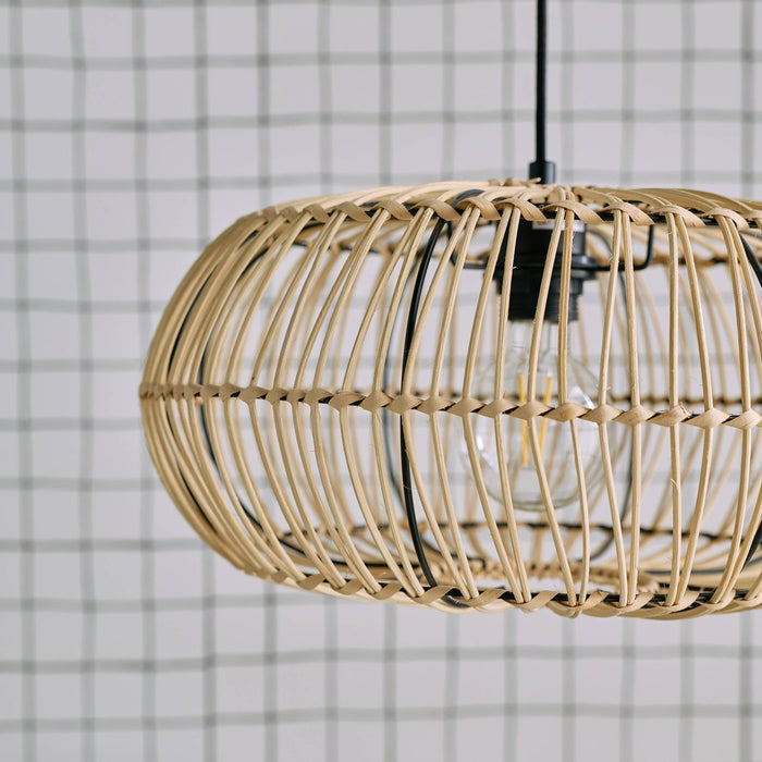 Lampadario interno rattan naturale h 170cm, marrone naturale