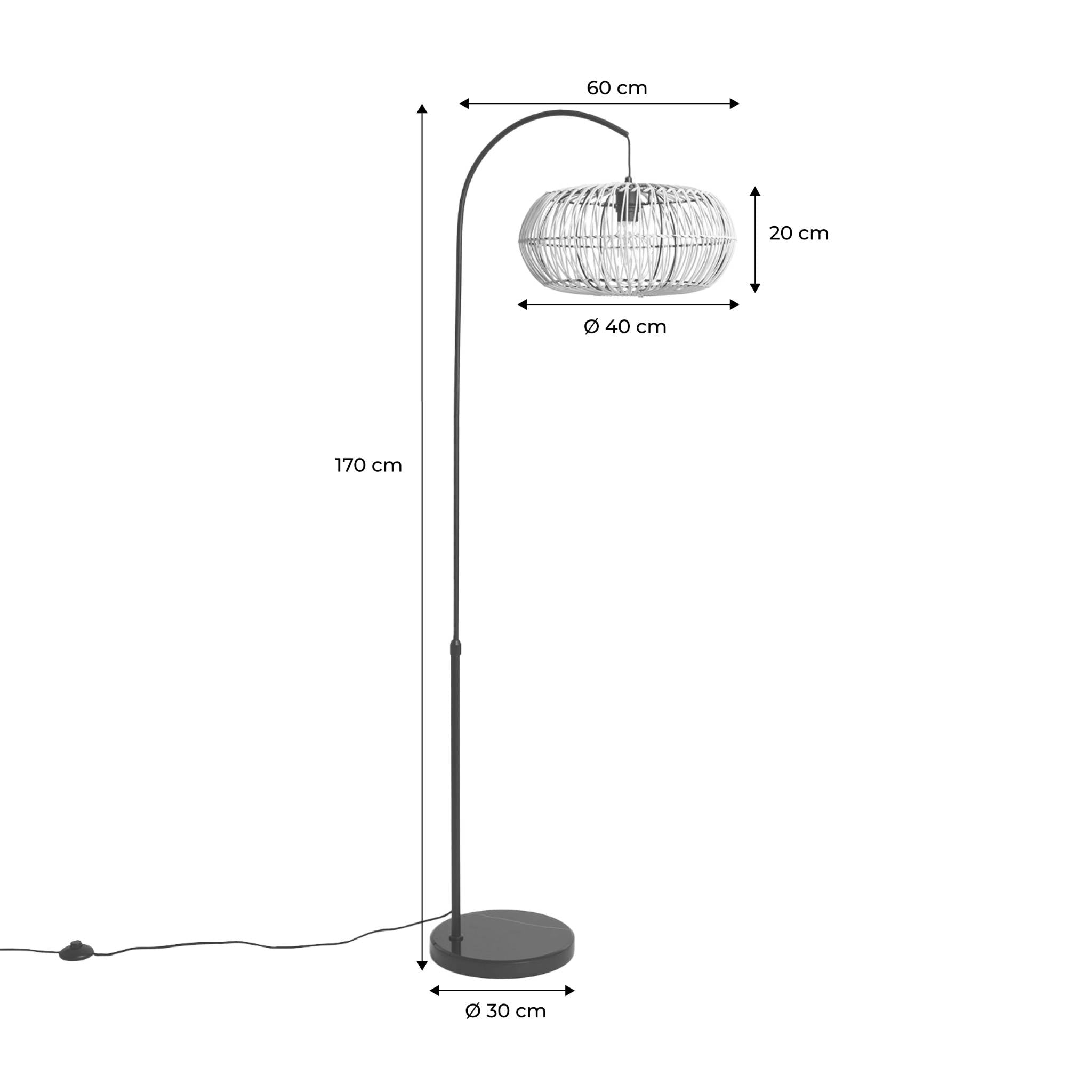 Lampadario interno rattan naturale h 170cm, marrone naturale