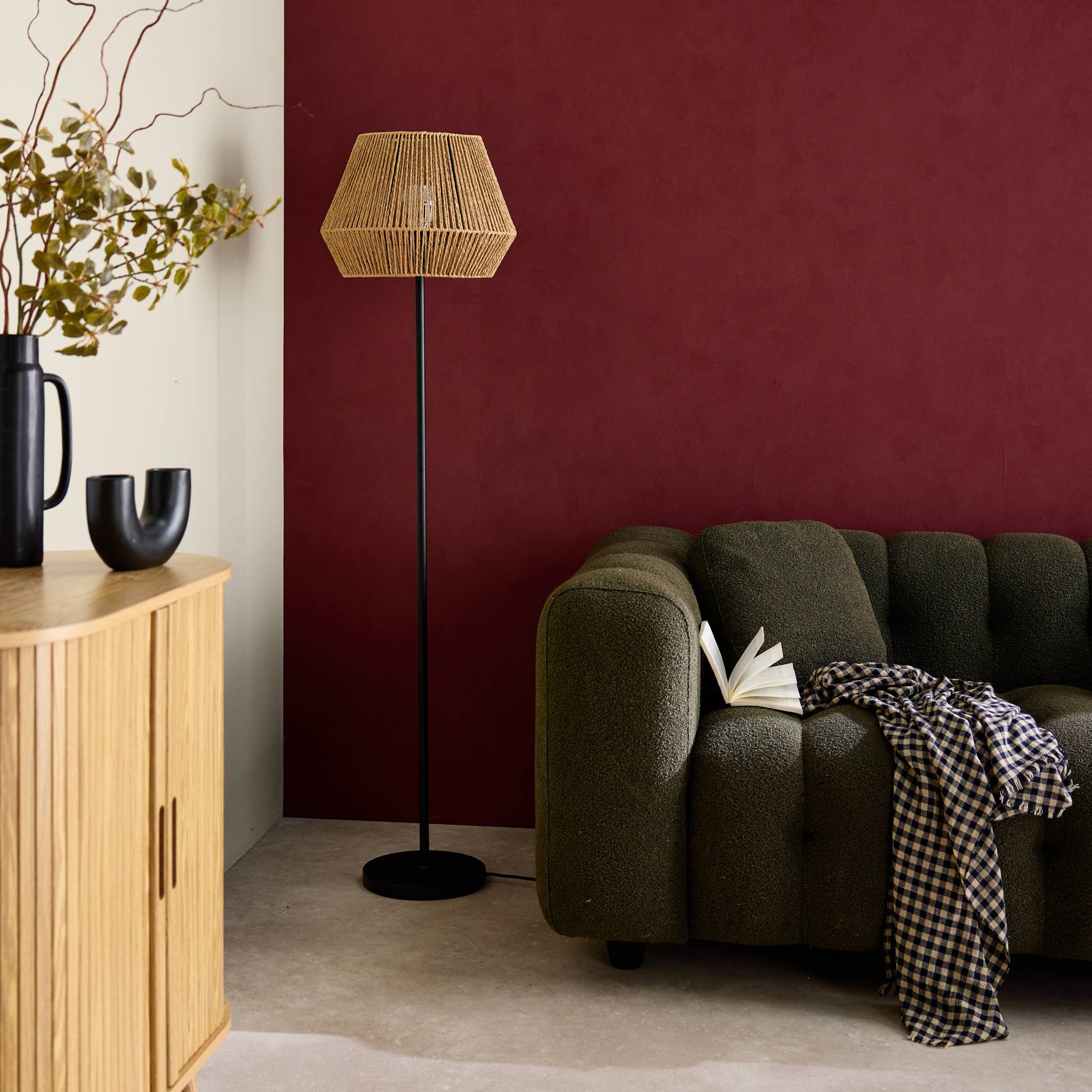 Lampada effetto rattan, 150cm, marrone naturale