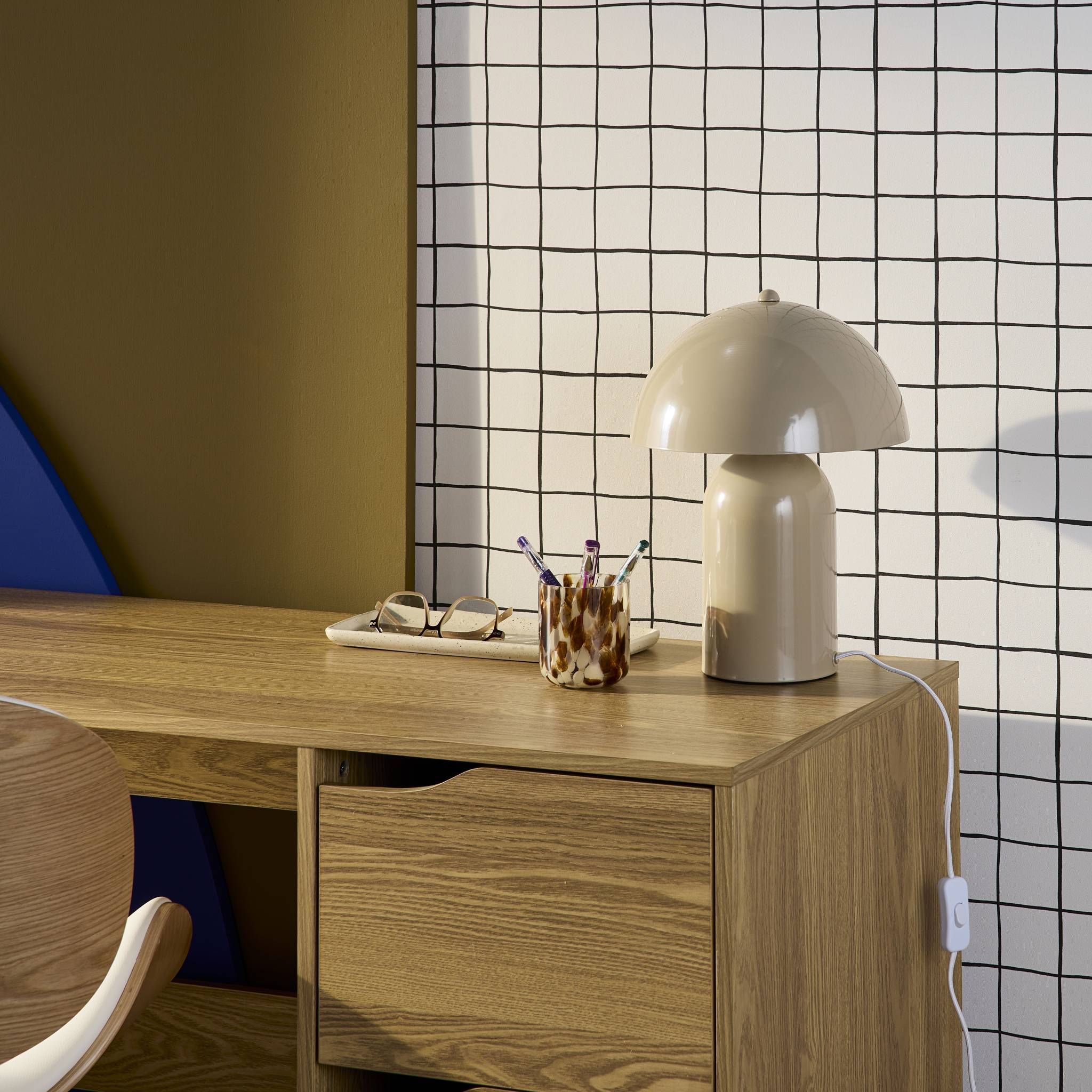 Lampada in metallo, 25cm, beige