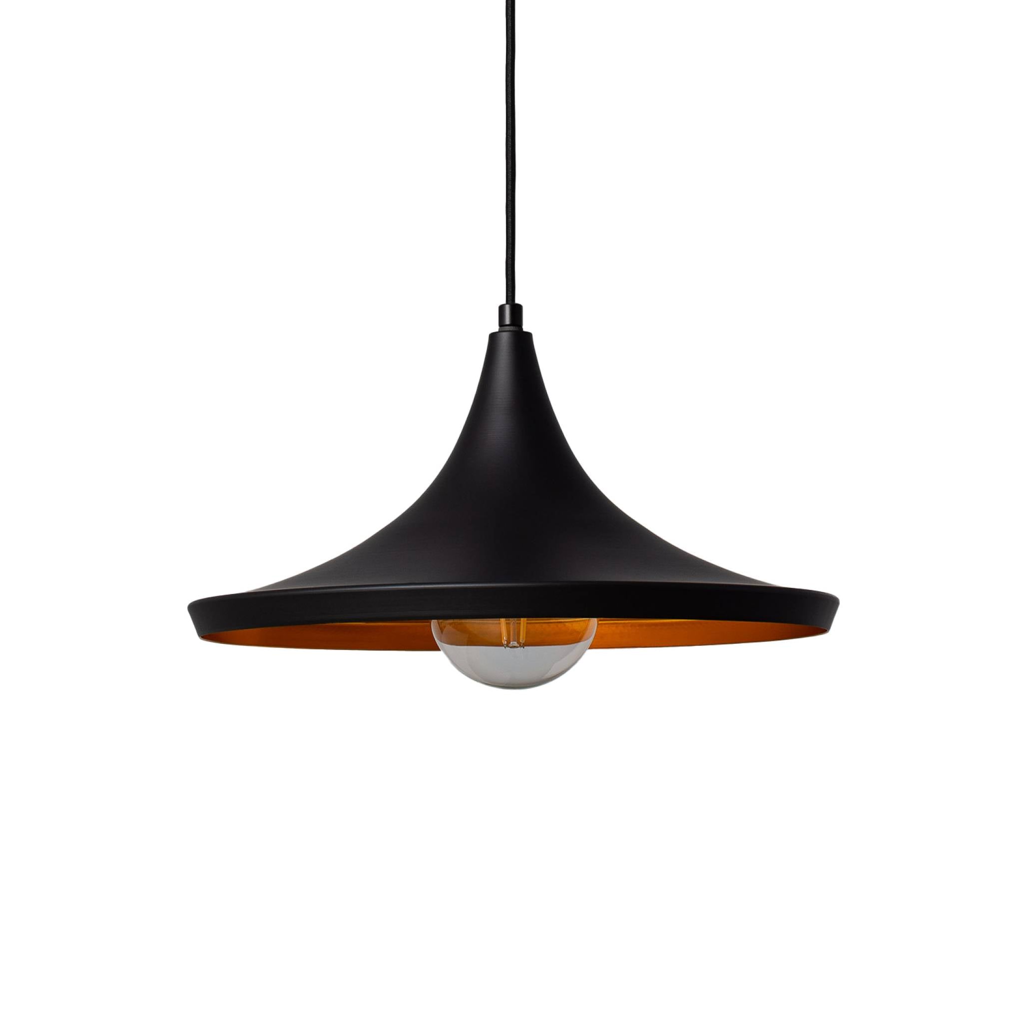 Lampada sospensione interne metallo, 35cm, nero e oro