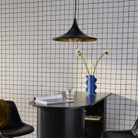 Lampada sospensione interne metallo, 35cm, nero e oro