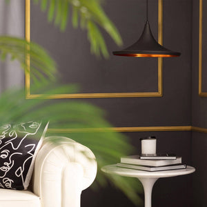 Lampada sospensione interne metallo, 35cm, nero e oro