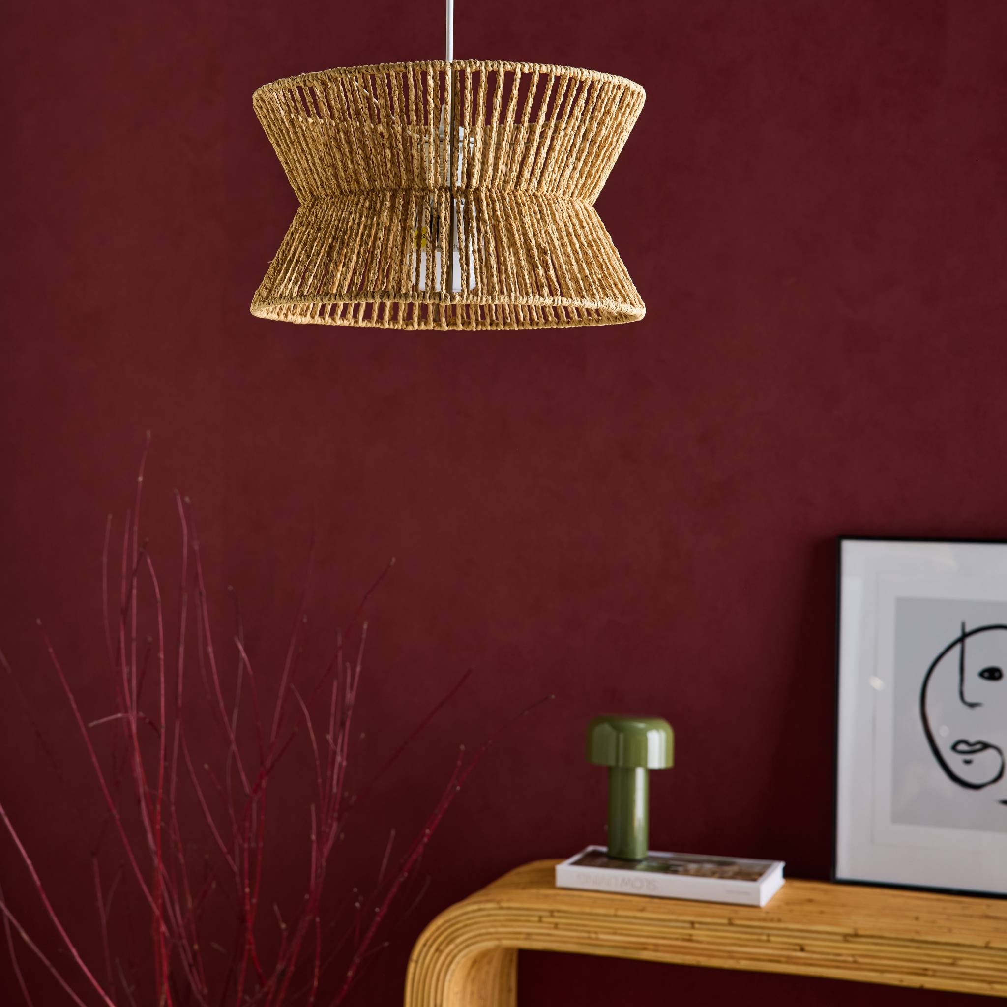 Lampade sospensione interna in rattan sintetico, 35cm, marrone