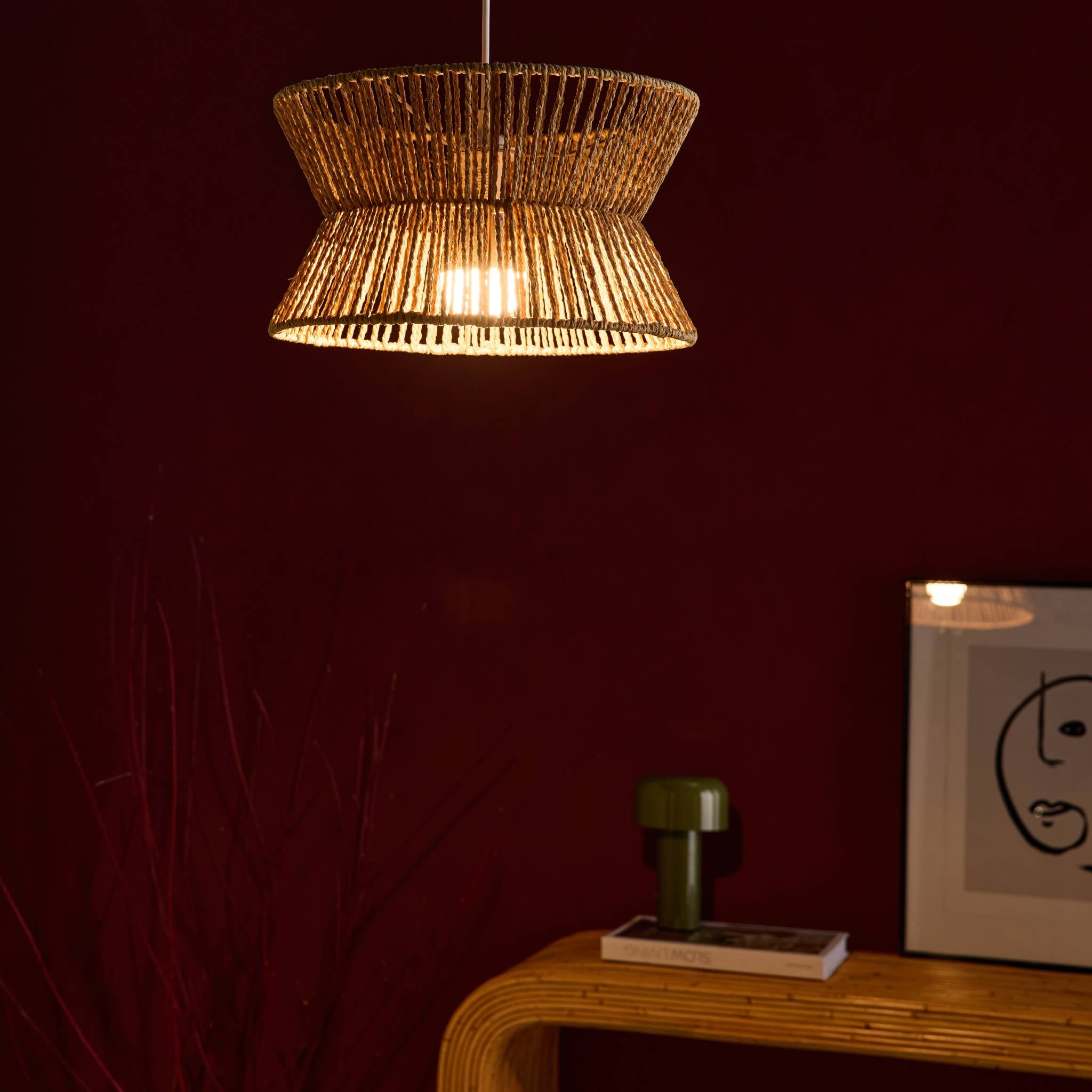 Lampade sospensione interna in rattan sintetico, 35cm, marrone