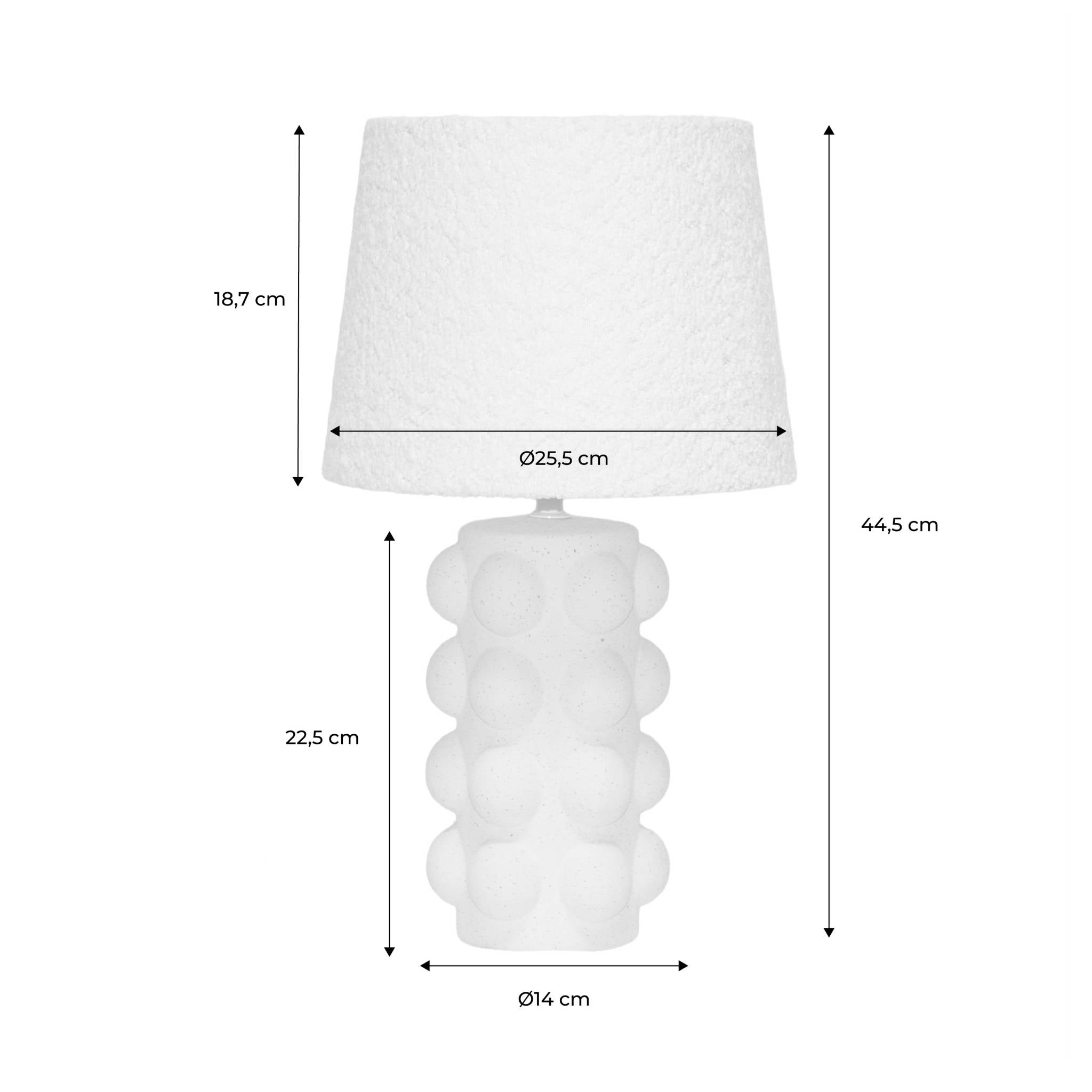 Lampada da tavolo interna ceramica, 45cm, bianco