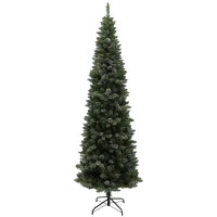 Albero di Natale Innevato Alto 225 cm con 980 Rami, Pigne e Base in Acciaio