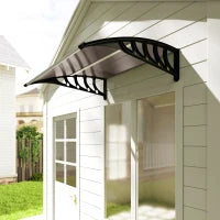 Tettoia da Esterno in Policarbonato per Porte e Finestre con Kit Montaggio 103x96.5x27cm - Marrone