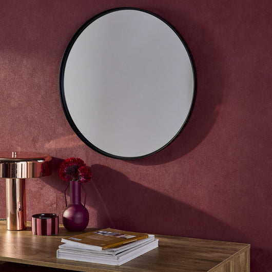 Specchio rotondo in metallo, 60cm, nero