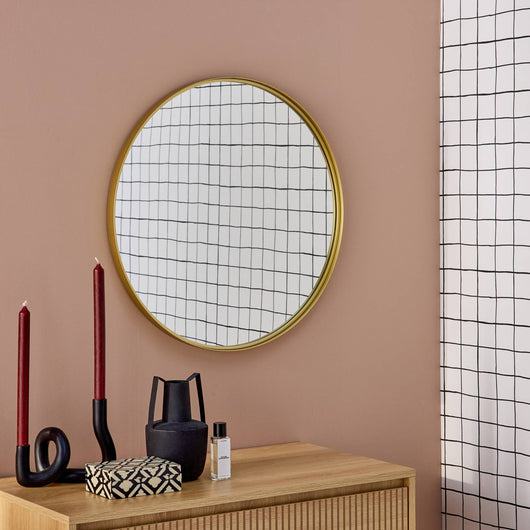 Specchio rotondo in metallo, 60cm, oro