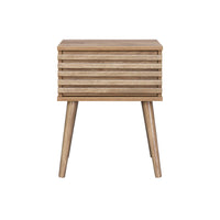 Set di 2 comodini scandinavi con decoro in legno scanalato, marrone