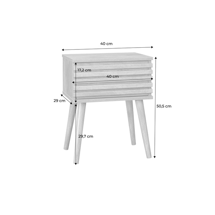 Set di 2 comodini scandinavi con decoro in legno scanalato, marrone