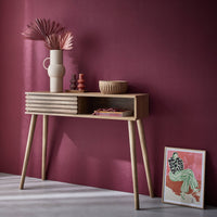 Consolle con 2 cassetti effetto legno naturale, 100cm, marrone