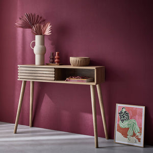 Consolle con 2 cassetti effetto legno naturale, 100cm, marrone