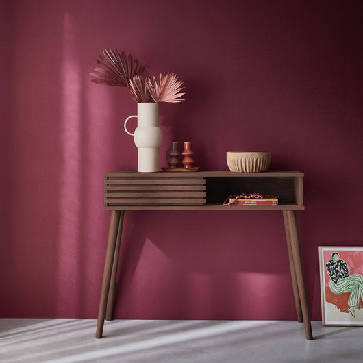 Consolle con 2 cassetti effetto legno naturale, 100cm, noce