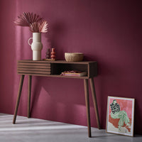 Consolle con 2 cassetti effetto legno naturale, 100cm, noce