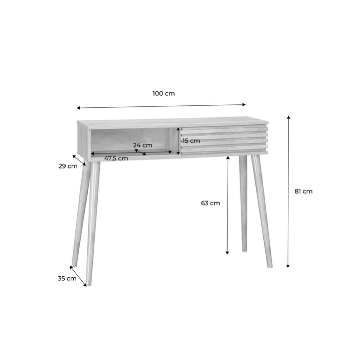Consolle con 2 cassetti effetto legno naturale, 100cm, noce