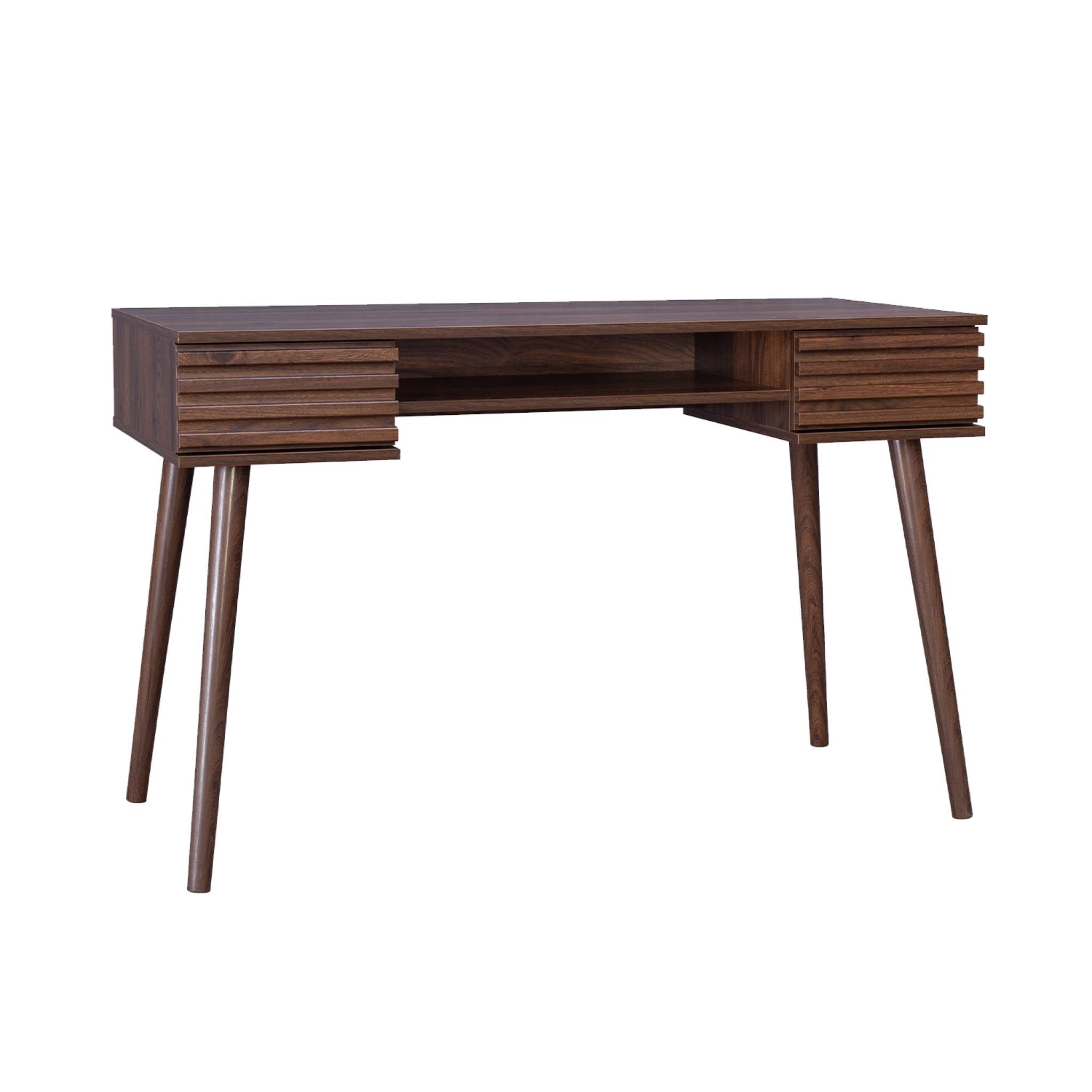 Scrivania effetto legno 2 cassetti, marrone