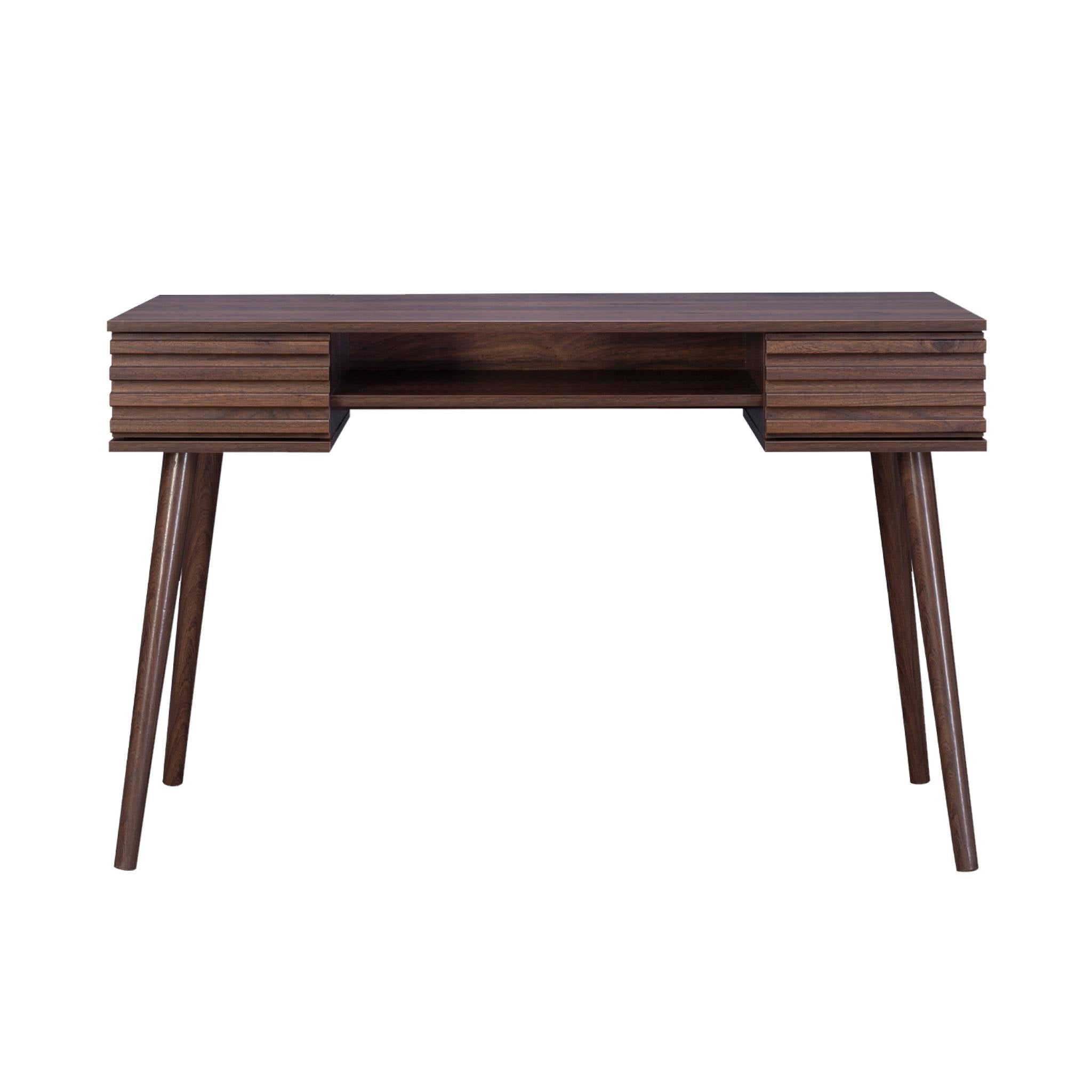 Scrivania effetto legno 2 cassetti, marrone