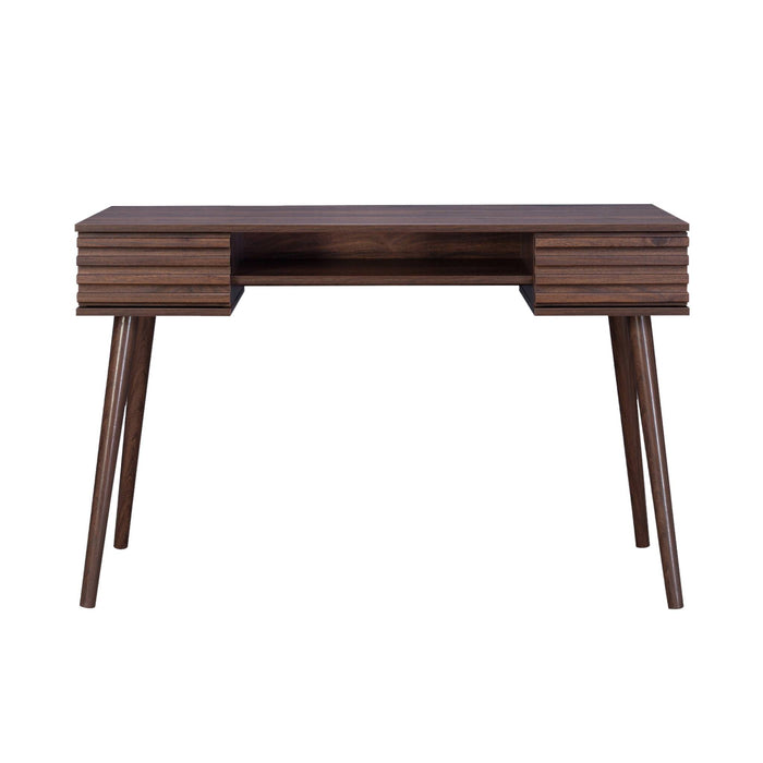 Scrivania effetto legno 2 cassetti, marrone