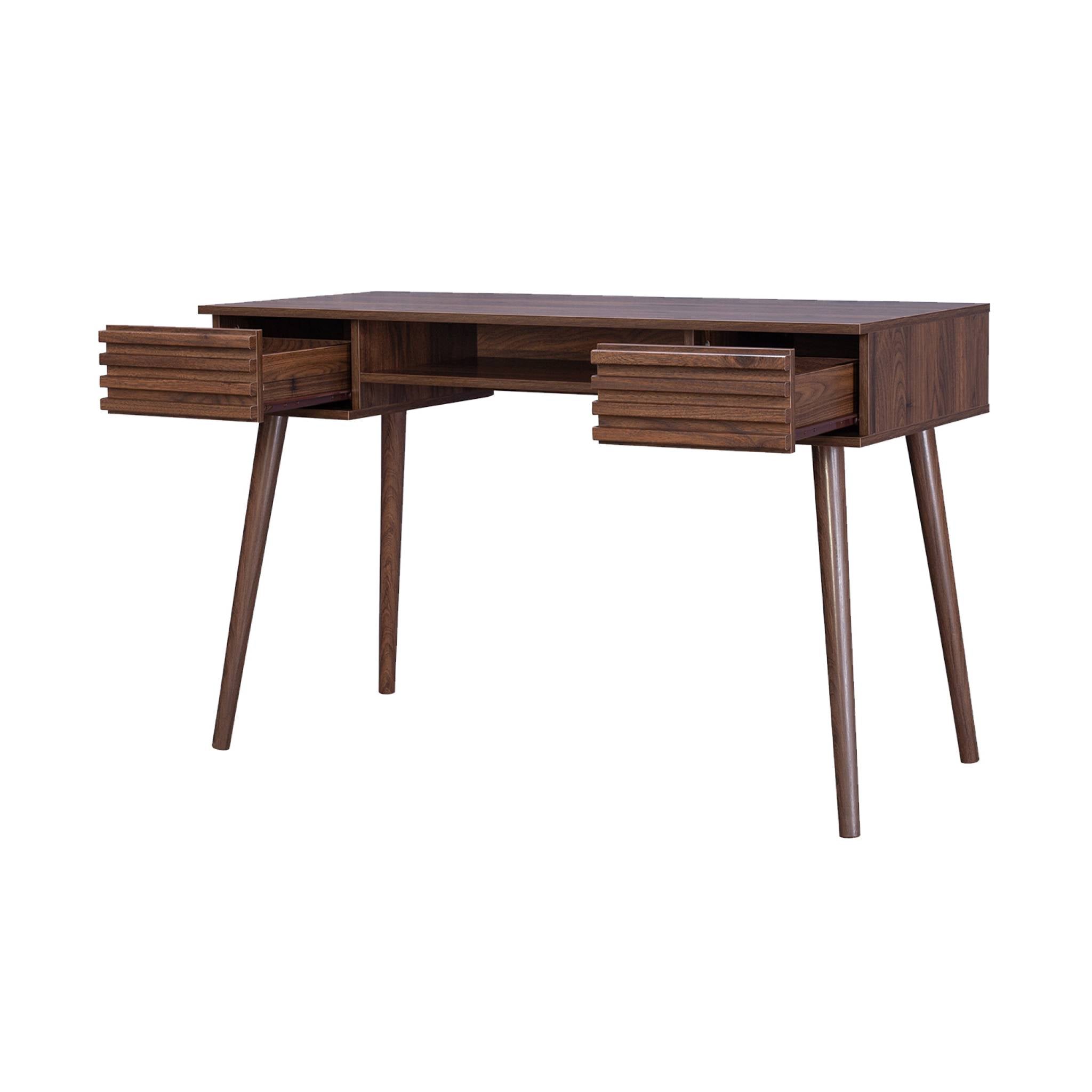 Scrivania effetto legno 2 cassetti, marrone