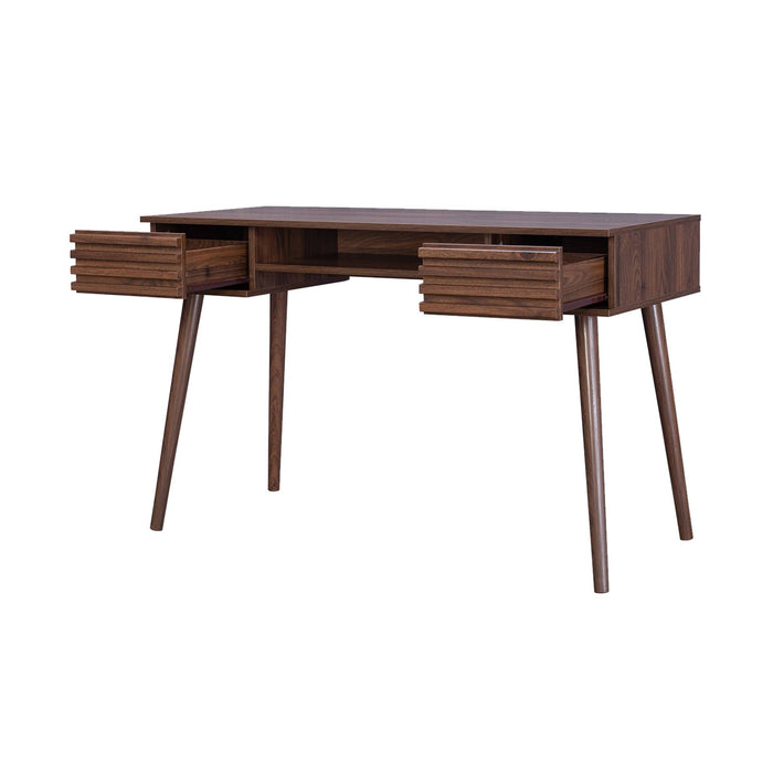 Scrivania effetto legno 2 cassetti, marrone