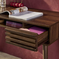 Scrivania effetto legno 2 cassetti, marrone