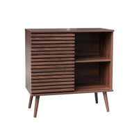 Credenza scandinava effetto legno e anta scorrevole scanalata, 80cm,