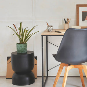 Tavolino, lato divano, comodino metallo, 42cm, nero