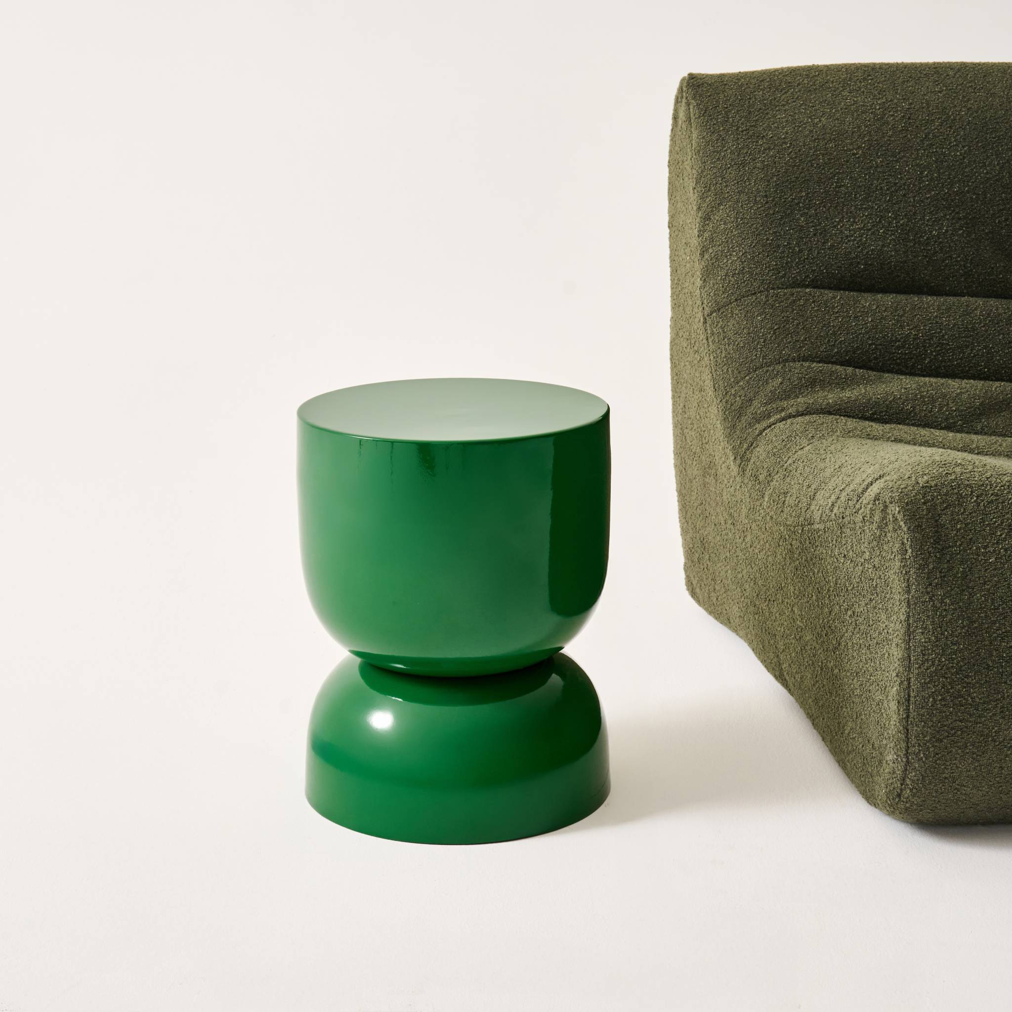 Tavolino in metallo effetto glassy,  42cm, verde scuro