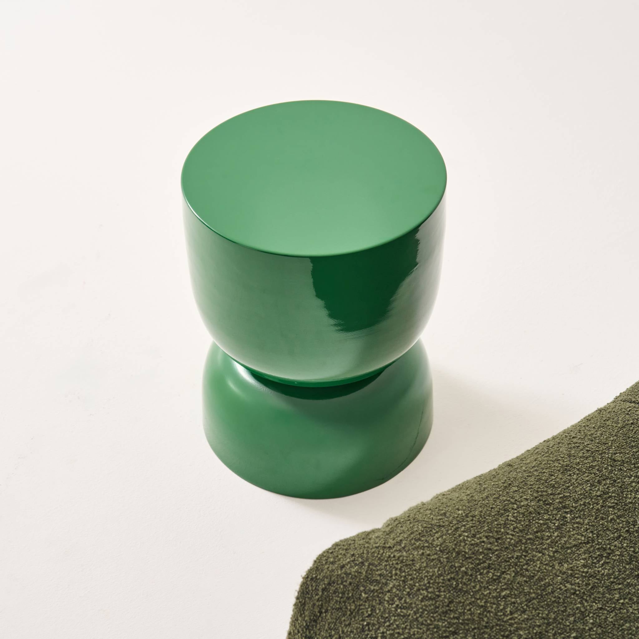 Tavolino in metallo effetto glassy,  42cm, verde scuro