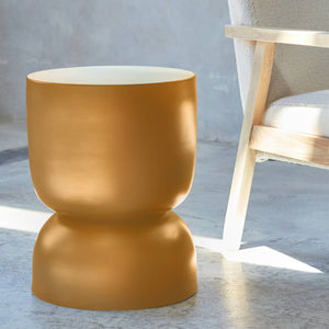 Tavolino, lato divano, comodino metallo, 42cm, mostarda