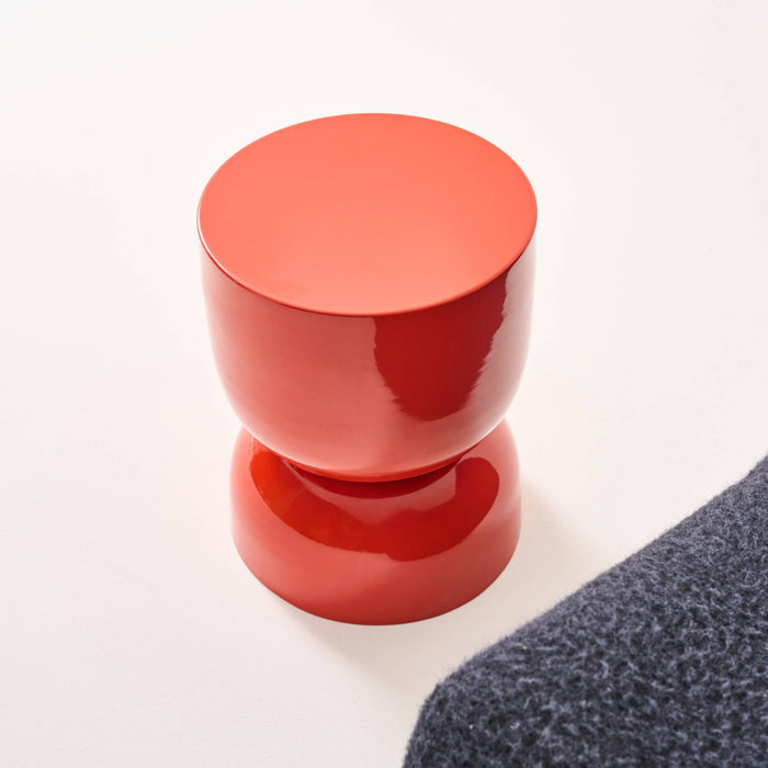 Tavolino in metallo effetto glassy,  42cm, arancione