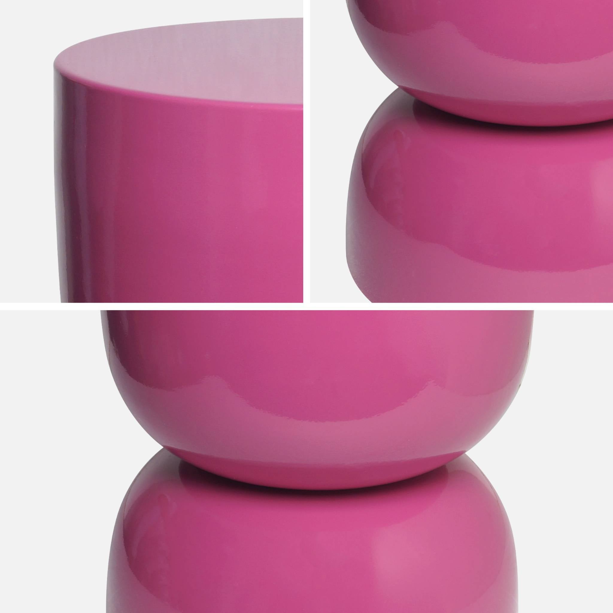 Tavolino in metallo effetto glassy,  42cm, rosa