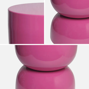 Tavolino in metallo effetto glassy,  42cm, rosa