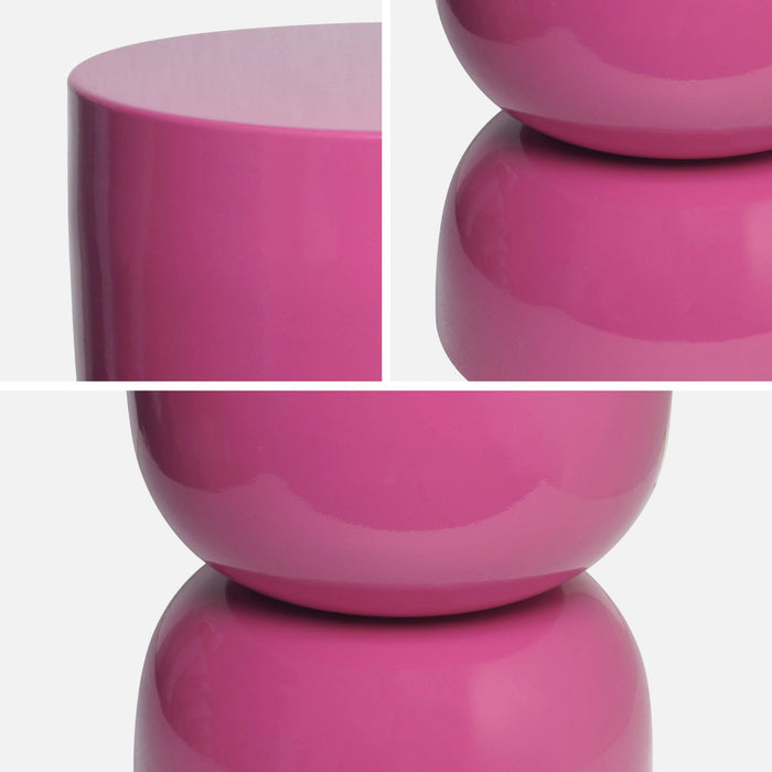 Tavolino in metallo effetto glassy,  42cm, rosa