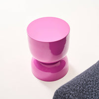 Tavolino in metallo effetto glassy,  42cm, rosa