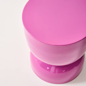 Tavolino in metallo effetto glassy,  42cm, rosa