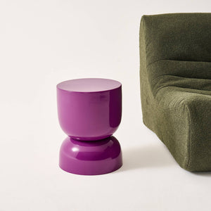 Tavolino in metallo effetto glassy,  42cm, viola