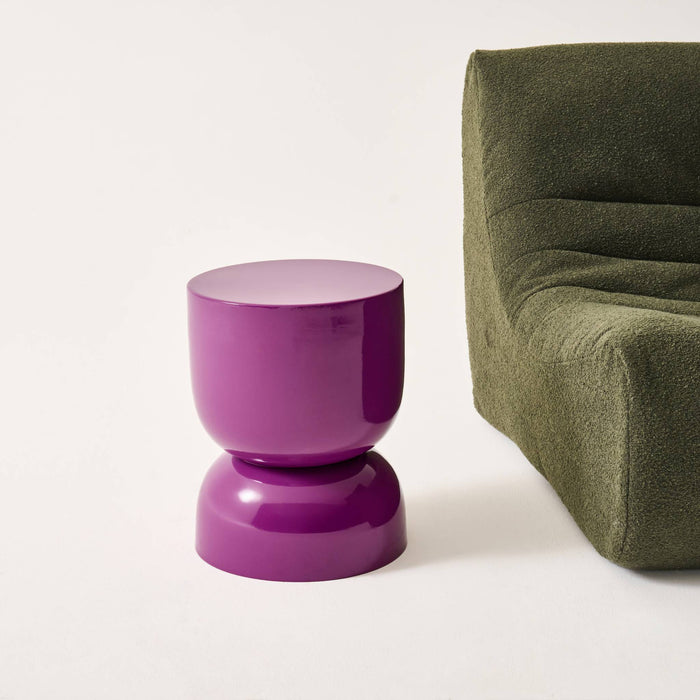 Tavolino in metallo effetto glassy,  42cm, viola