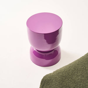 Tavolino in metallo effetto glassy,  42cm, viola