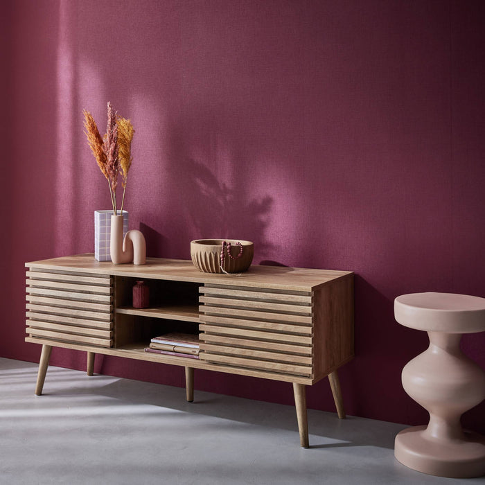 Mobile tv scandinavo a 2 ante, 120cm, marrone naturale