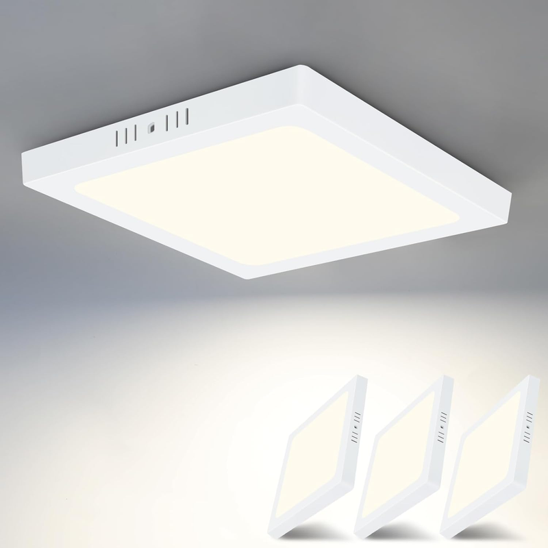 ZMH Lampada da soffitto LED set 3 pezzi rettangolare 18W 23cm 4000K bianca fredda moderna per interni